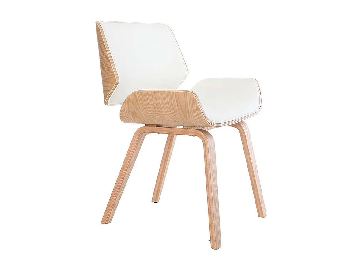 Sedia design bianco e legno chiaro RUBBENS