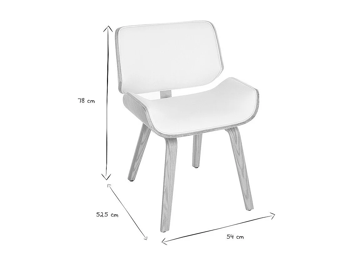 Sedia design bianco e legno chiaro RUBBENS