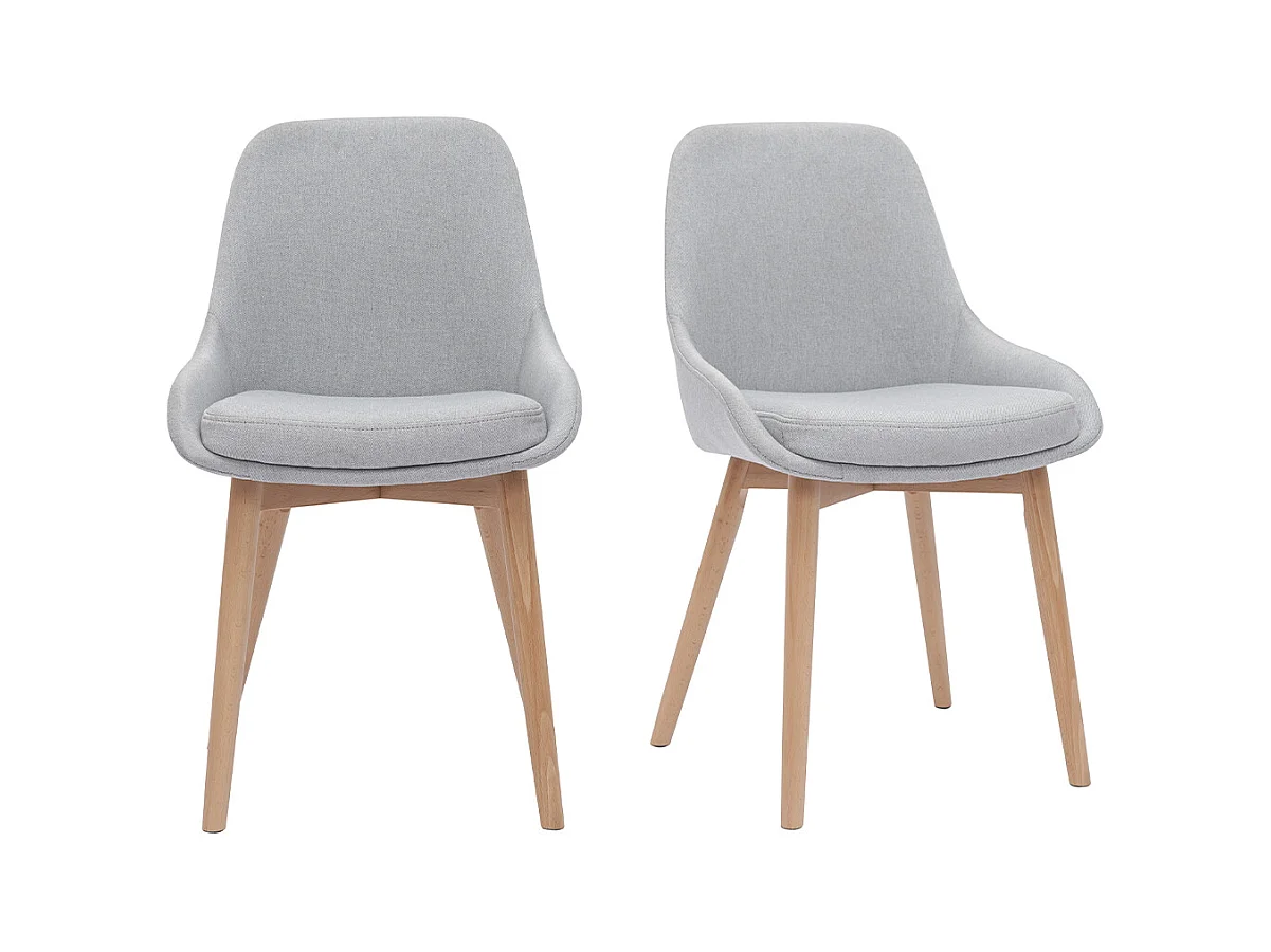 Chaises scandinaves en tissu gris clair et bois clair massif (lot de 2) HOLO
