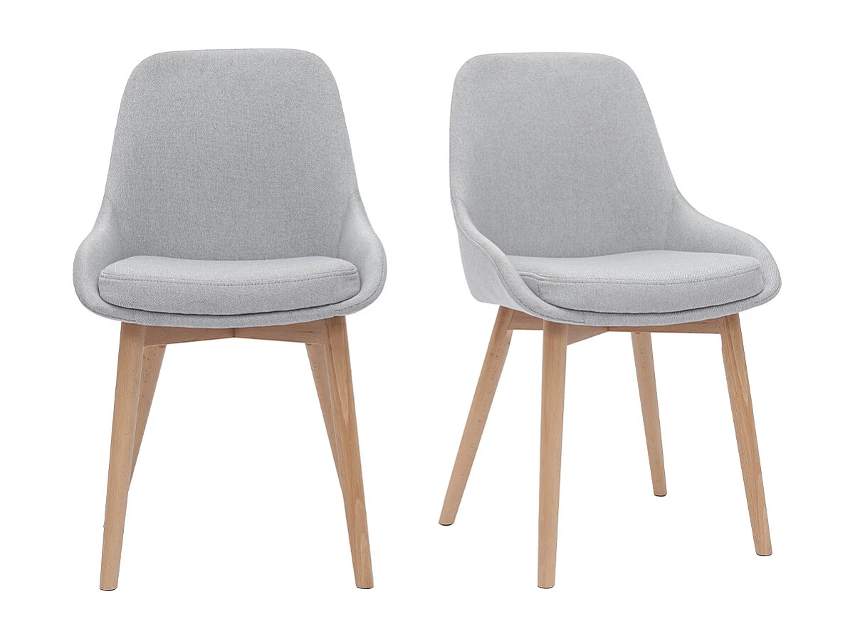 Chaises scandinaves en tissu gris clair et bois clair massif (lot de 2) HOLO