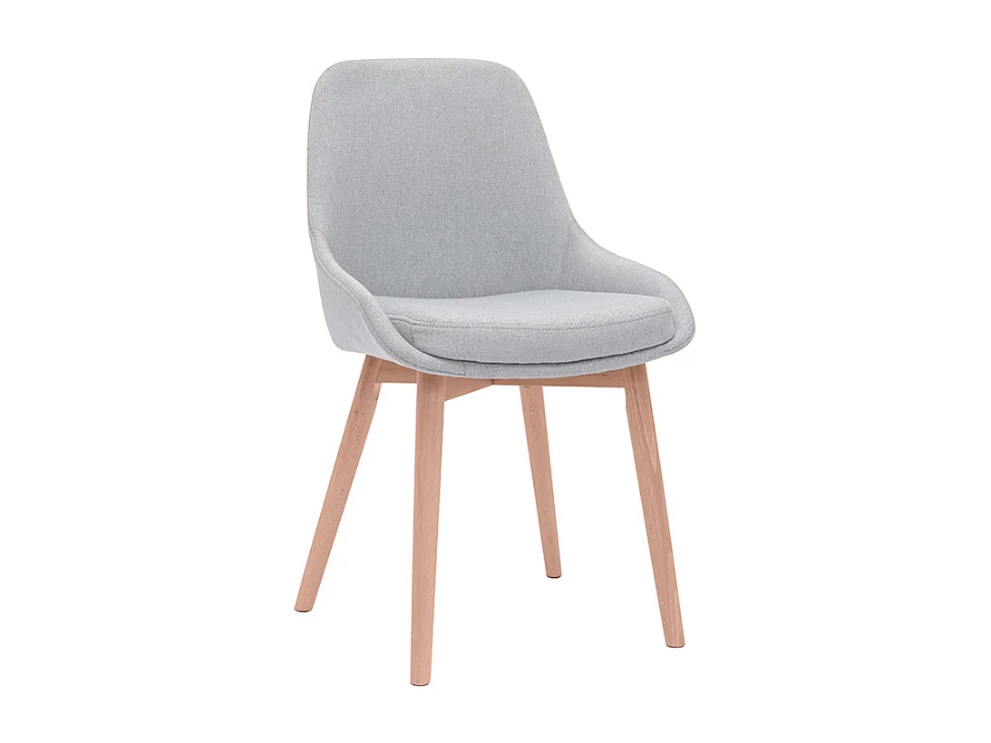 Chaises scandinaves en tissu gris clair et bois clair massif (lot de 2) HOLO