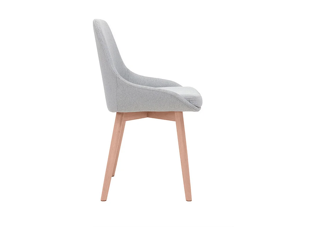 Chaises scandinaves en tissu gris clair et bois clair massif (lot de 2) HOLO