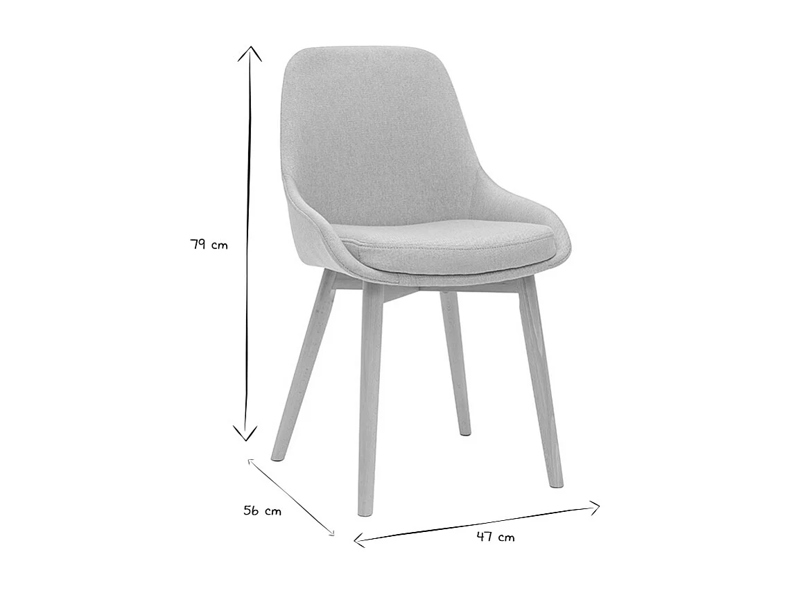 Chaises scandinaves en tissu gris clair et bois clair massif (lot de 2) HOLO