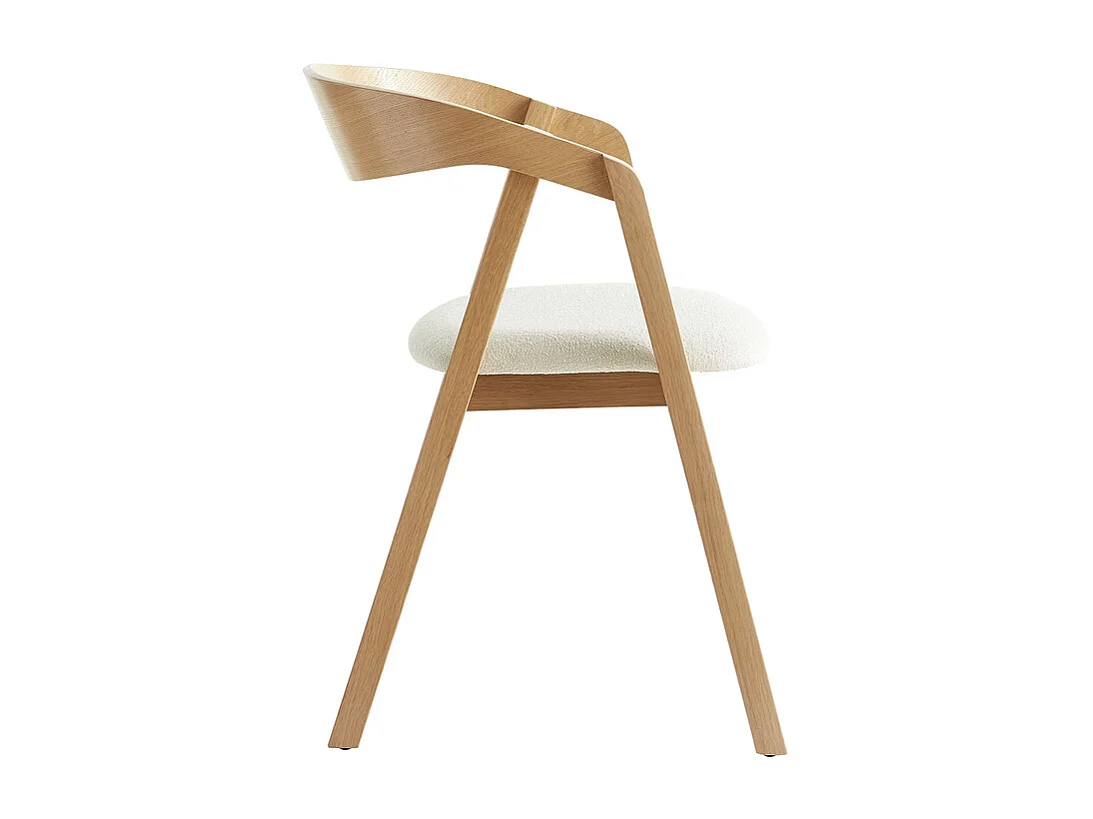 Skandinavische Stühle aus hellem Eichenholz und Stoff mit Bouclé-Wolleffekt in Ecru (2er-Set) LOVA