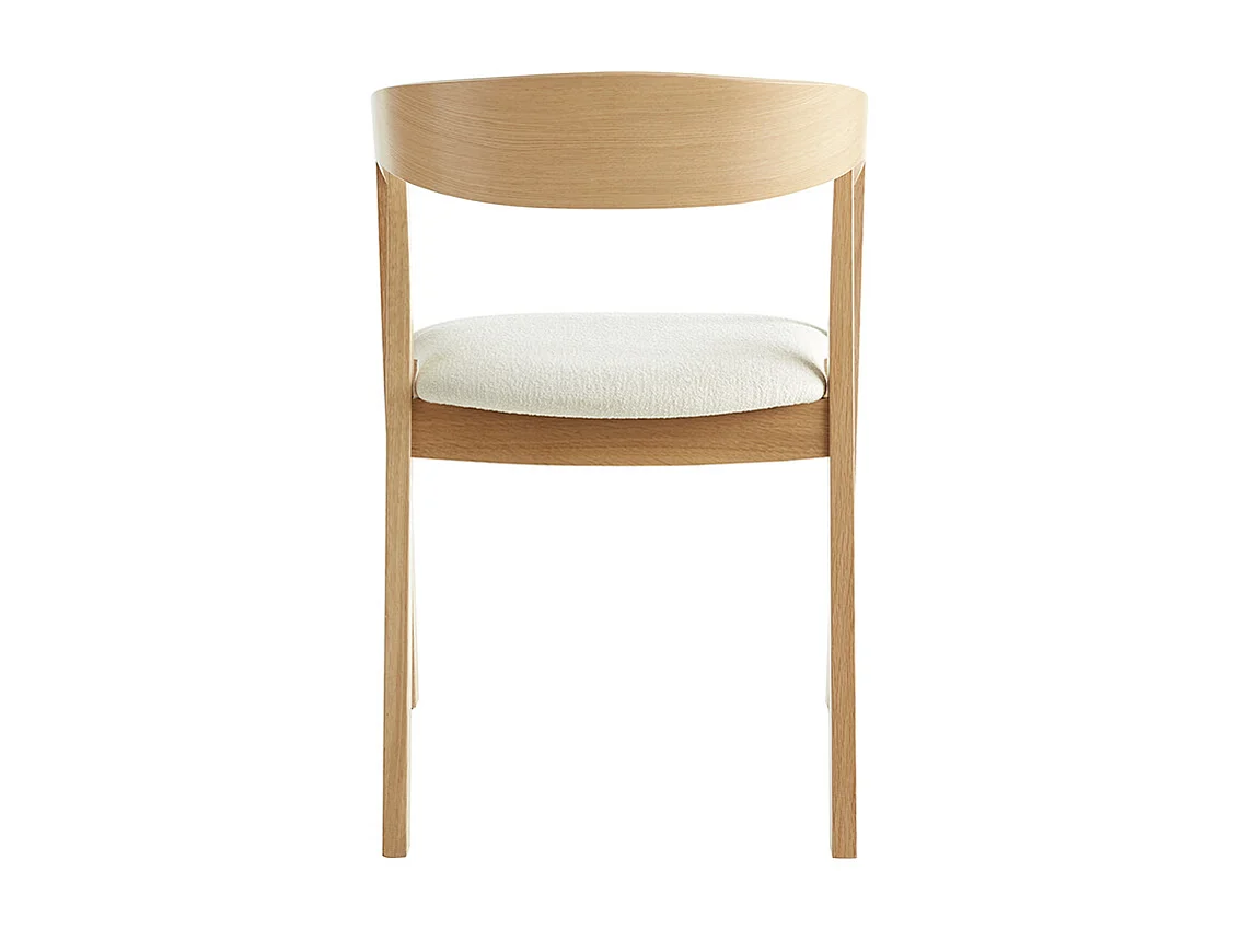 Skandinavische Stühle aus hellem Eichenholz und Stoff mit Bouclé-Wolleffekt in Ecru (2er-Set) LOVA