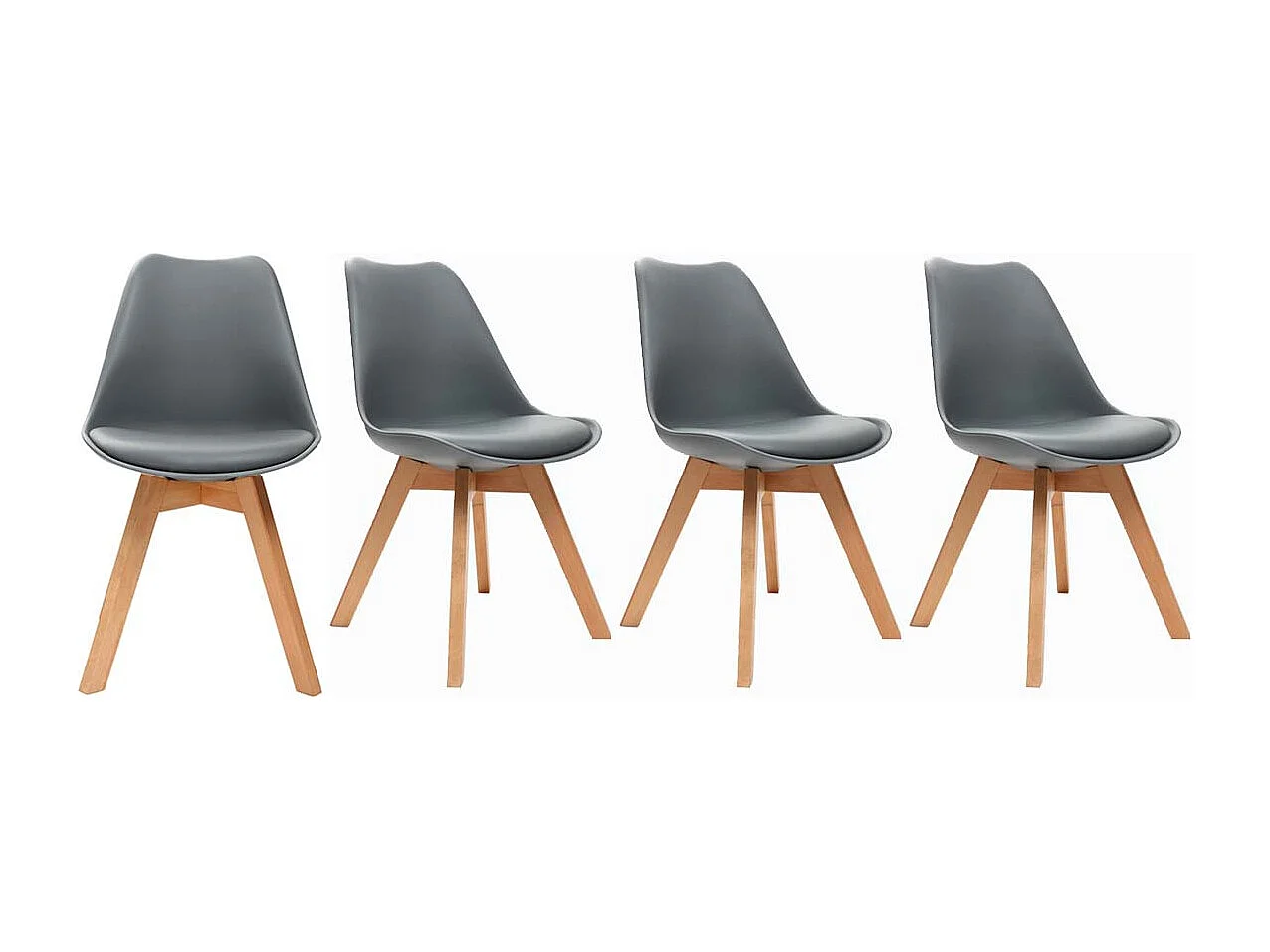 Silla de diseño gris lote de 4 PAULINE