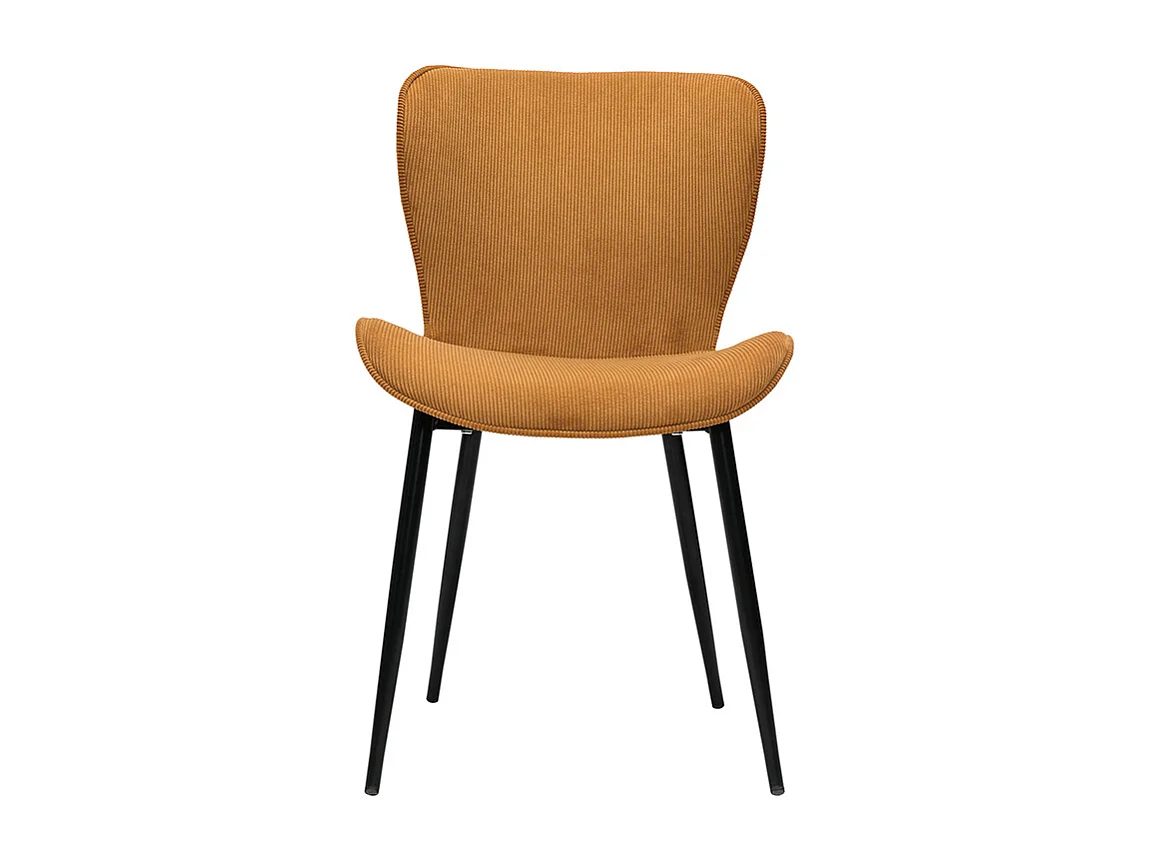 Design-Stühle aus kumingelbem Cord mit Samteffekt und schwarzen Metallbeinen (2er-Set) ADDICT