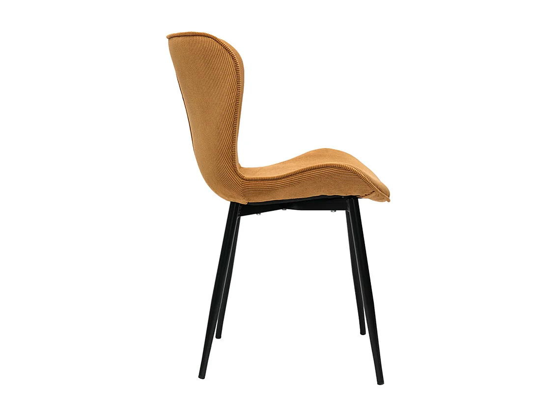 Design-Stühle aus kumingelbem Cord mit Samteffekt und schwarzen Metallbeinen (2er-Set) ADDICT
