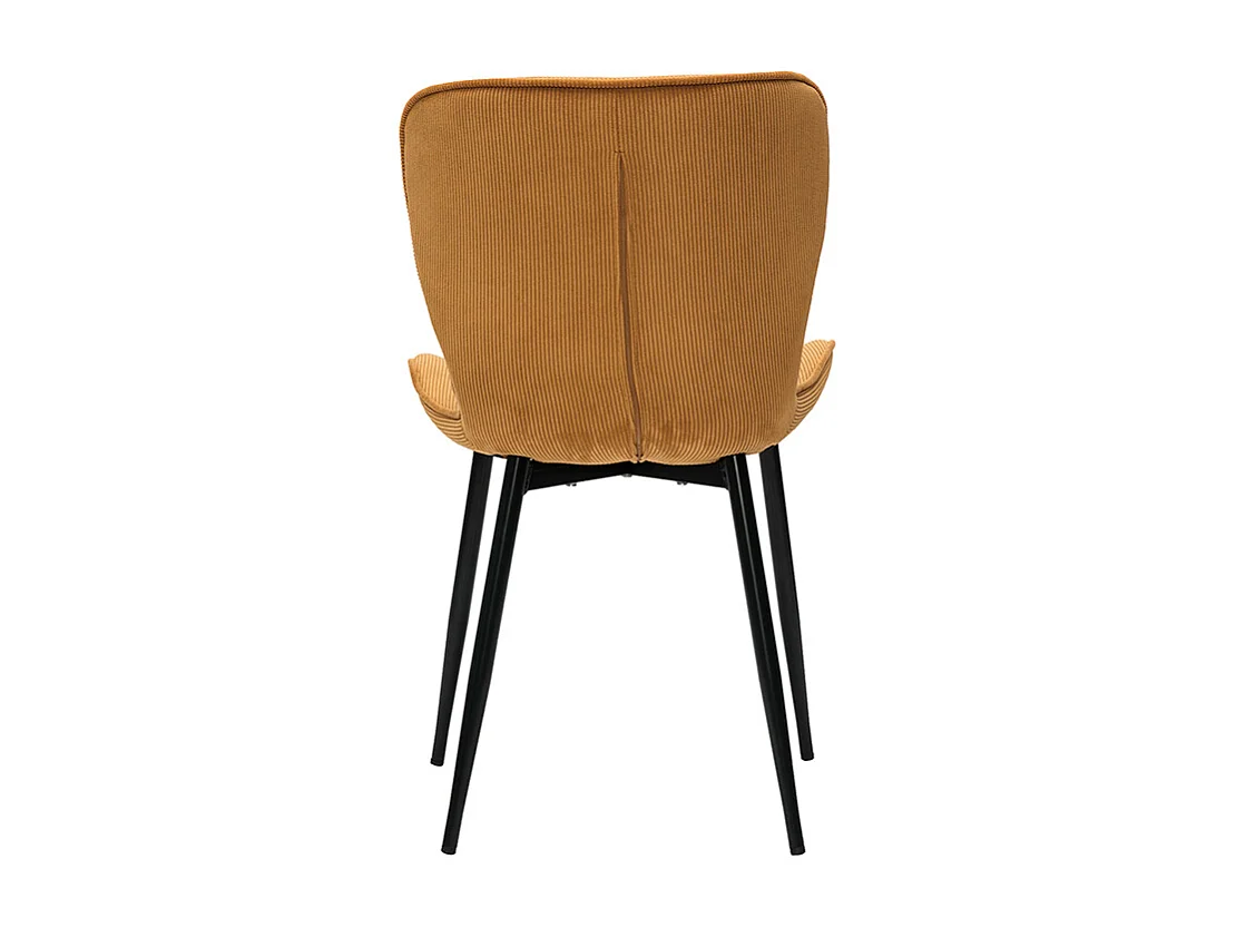 Design-Stühle aus kumingelbem Cord mit Samteffekt und schwarzen Metallbeinen (2er-Set) ADDICT