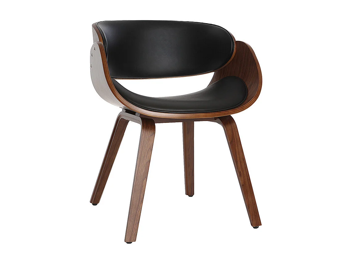 Design-Stuhl Schwarz und dunkles Holz Nussbaum BENT