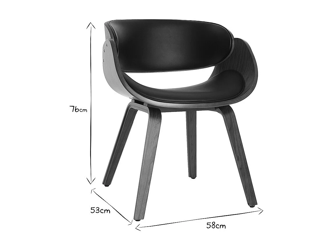 Design-Stuhl Schwarz und dunkles Holz Nussbaum BENT