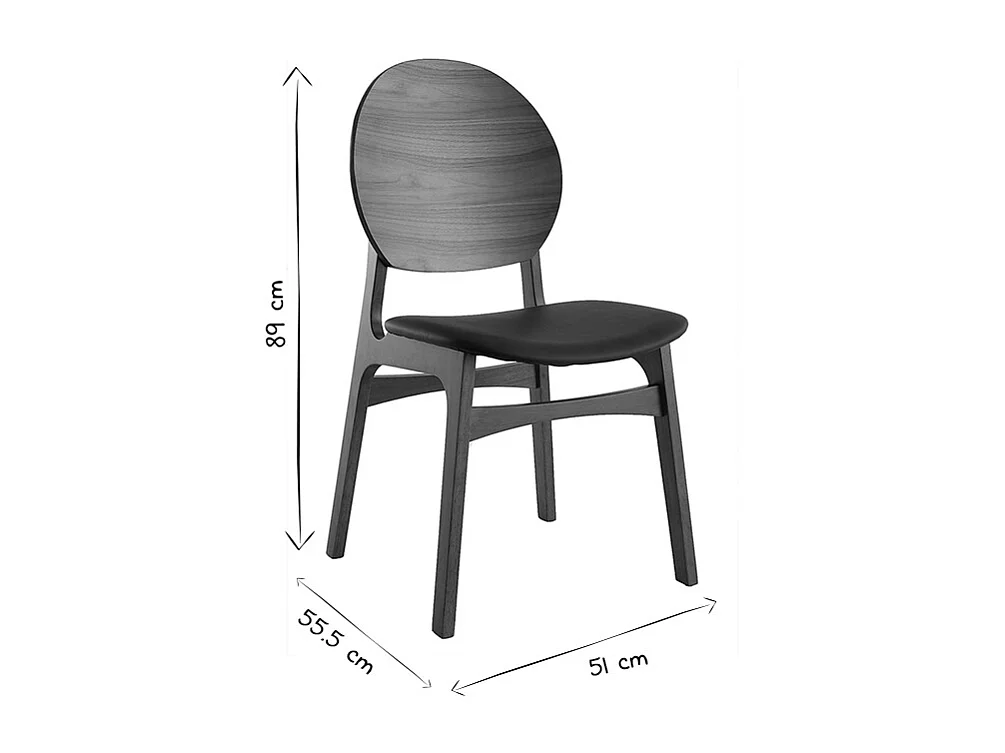 Set de 2 sillas nórdicas de nogal y poliuretano negro ELTON