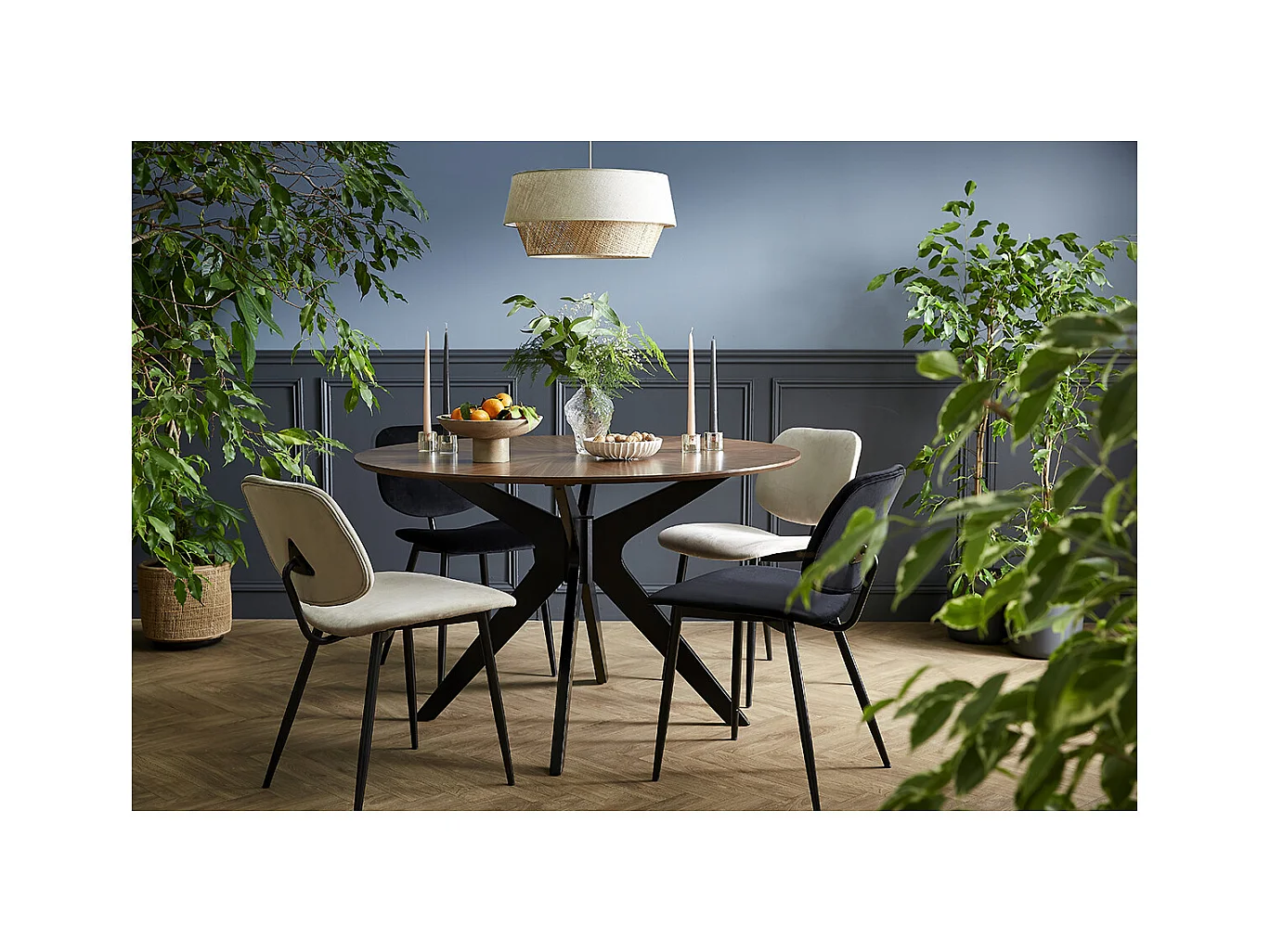 Chaises noires en tissu velours et métal (lot de 2) TOBIAS