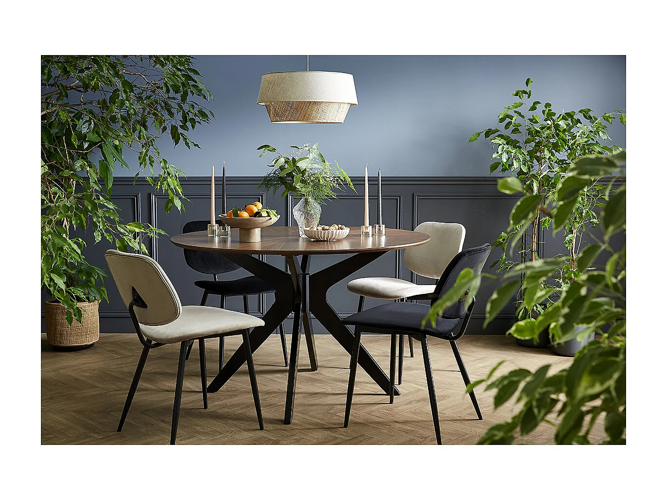 Chaises noires en tissu velours et métal (lot de 2) TOBIAS