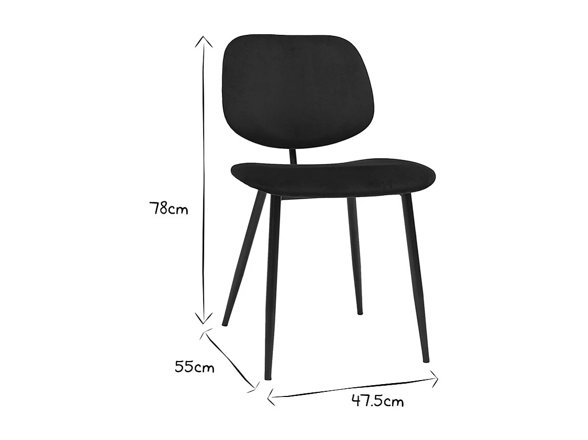 Chaises noires en tissu velours et métal (lot de 2) TOBIAS