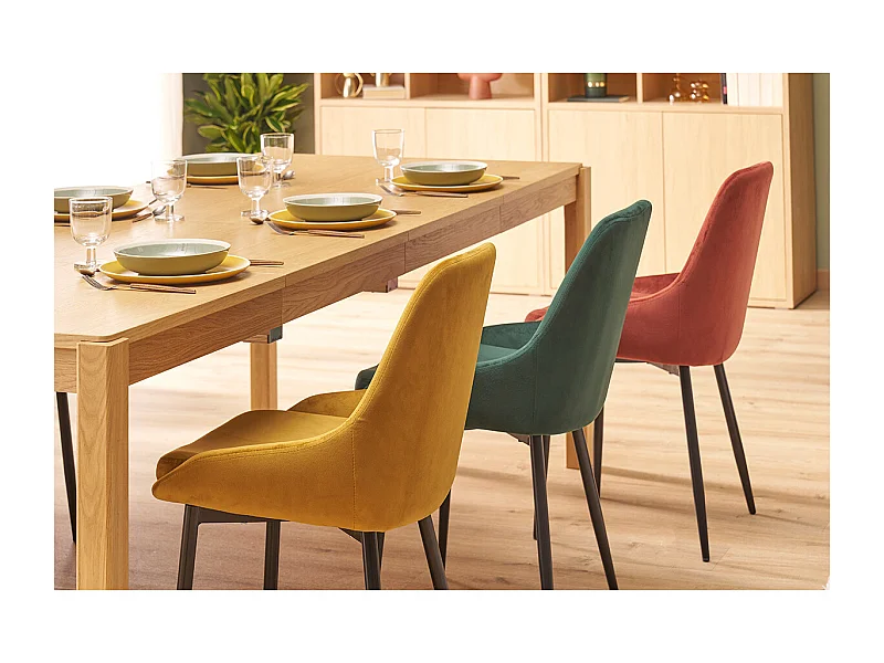 Chaises design en tissu velours vert foncé et métal noir (lot de 2) HOLO