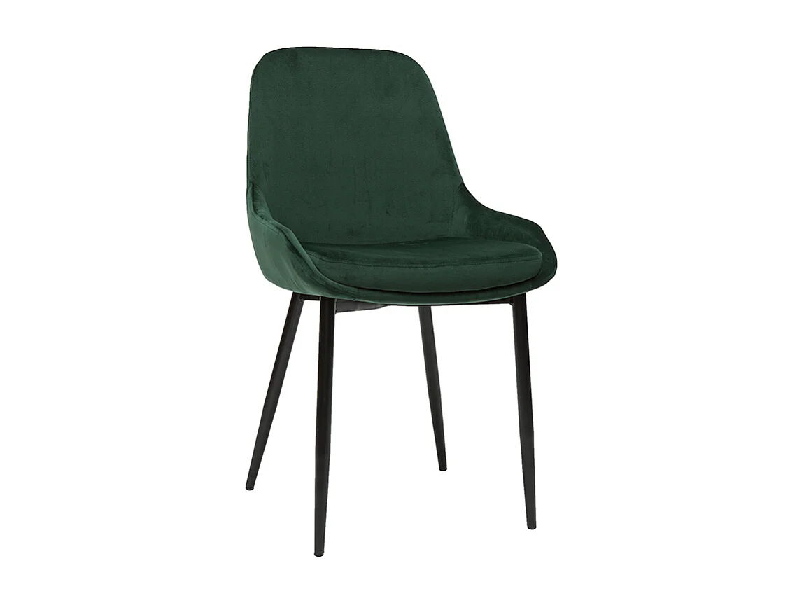 Chaises design en tissu velours vert foncé et métal noir (lot de 2) HOLO