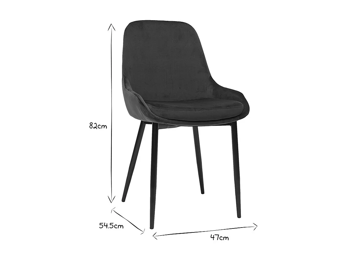 Chaises design en tissu velours vert foncé et métal noir (lot de 2) HOLO