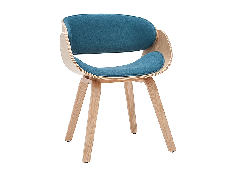 Silla tejido azul petróleo y madera clara BENT