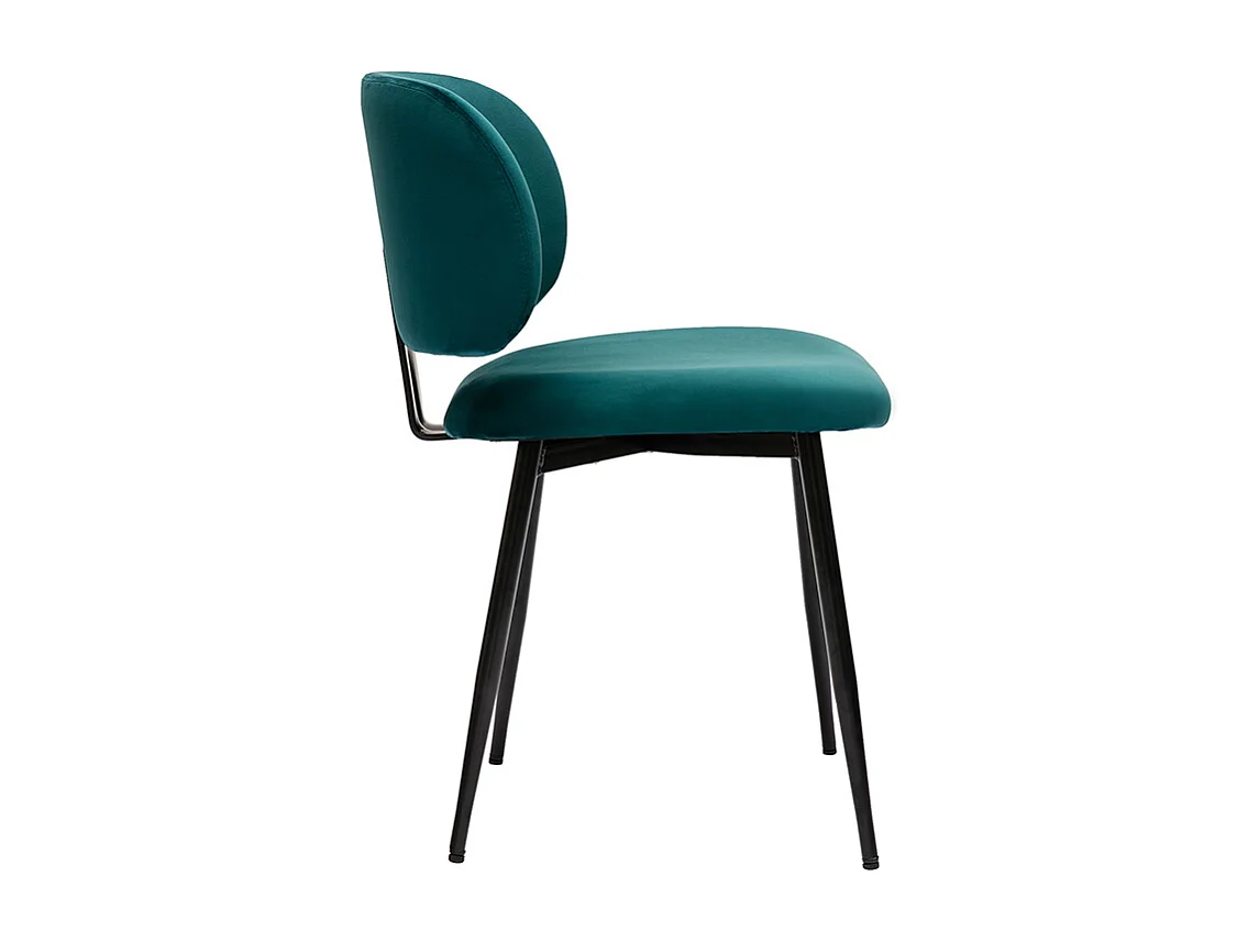Chaises en tissu velours bleu pétrole et métal noir (lot de 2) ATRIUM