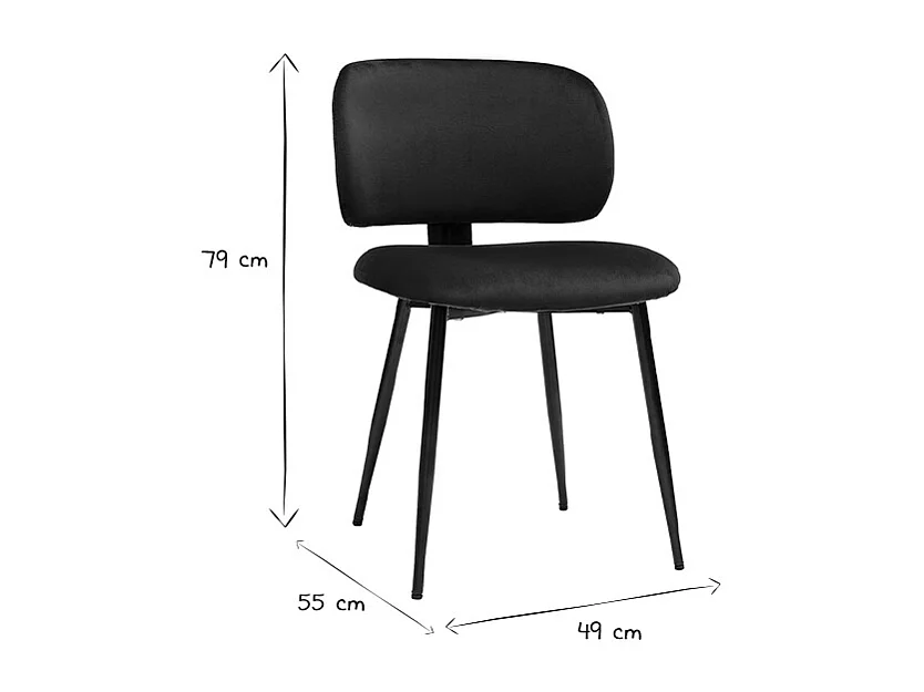 Chaises en tissu velours bleu pétrole et métal noir (lot de 2) ATRIUM