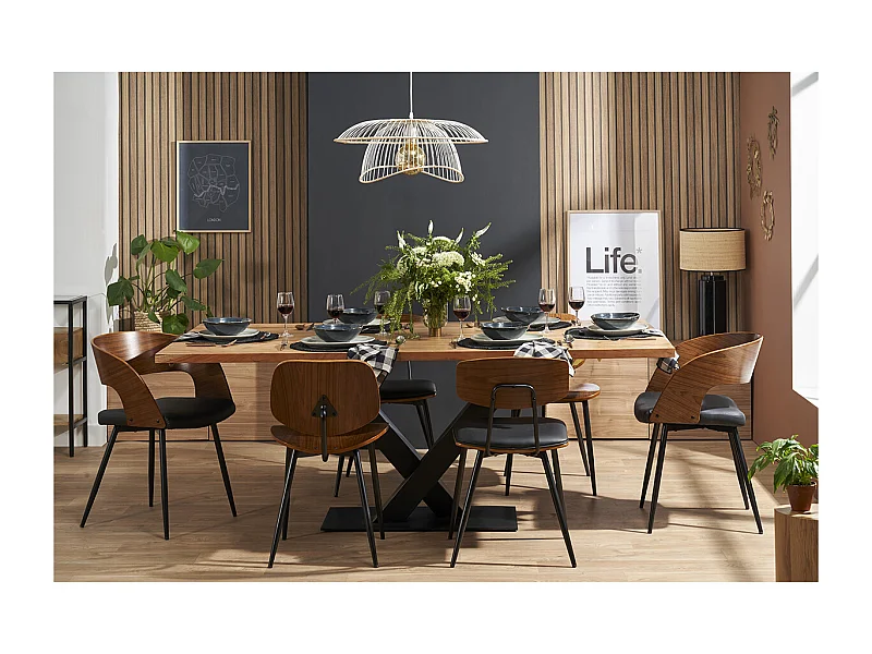 Sedie legno scuro e metallo nero (set di 2) TOBIAS