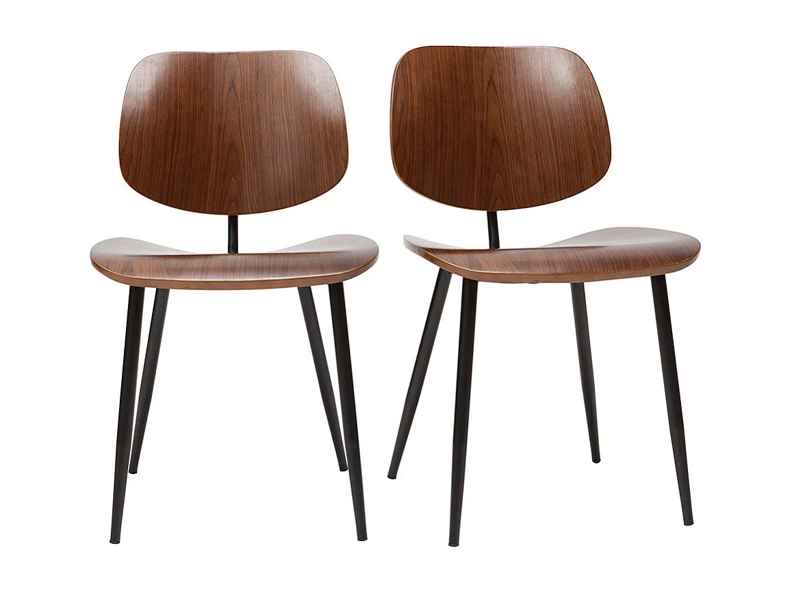 Sedie legno scuro e metallo nero (set di 2) TOBIAS