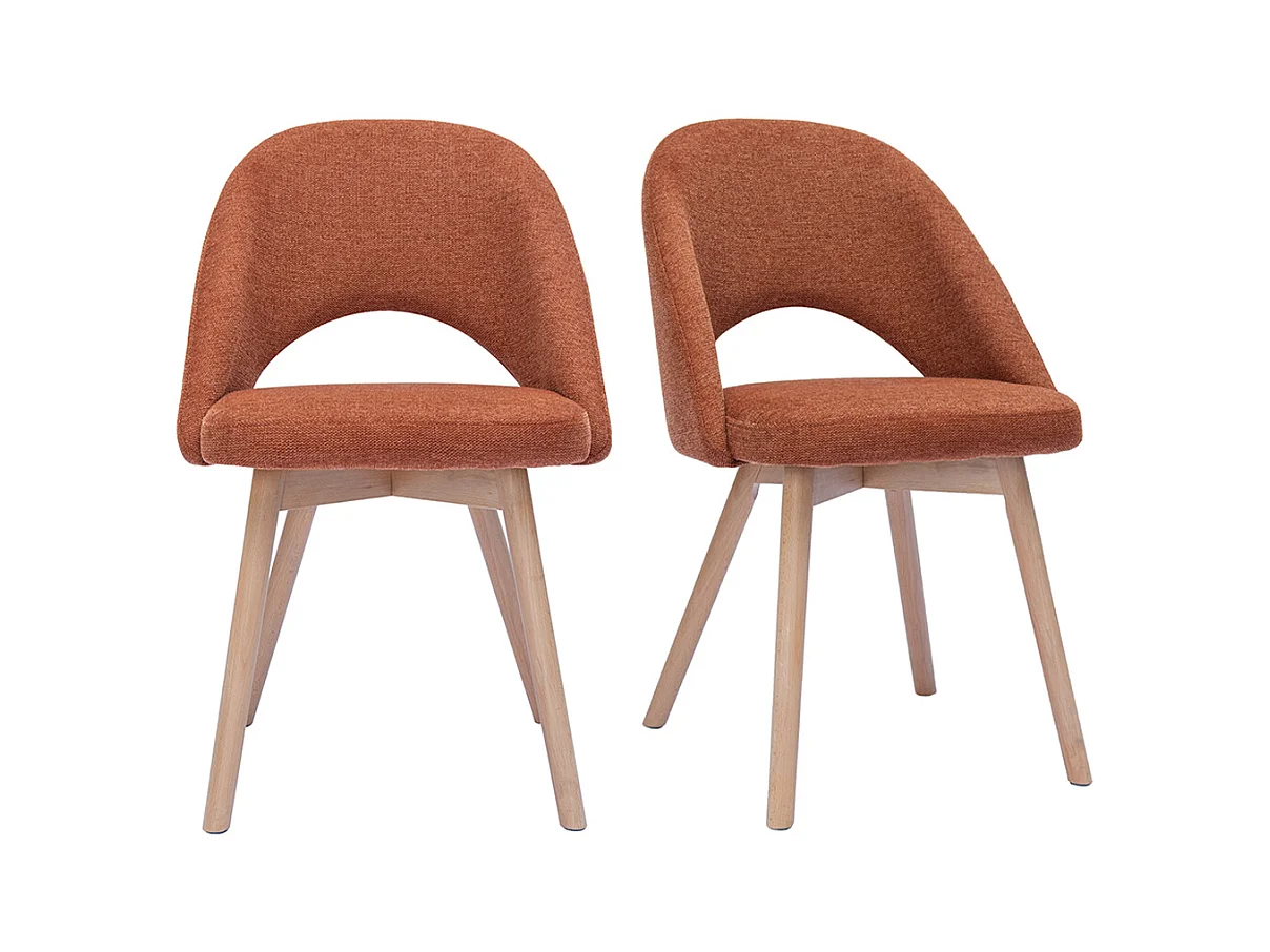 Chaises scandinaves en tissu effet velours texturé terre brûlée et bois clair (lot de 2) COSETTE