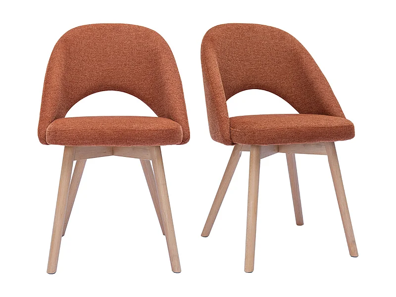 Chaises scandinaves en tissu effet velours texturé terre brûlée et bois clair (lot de 2) COSETTE