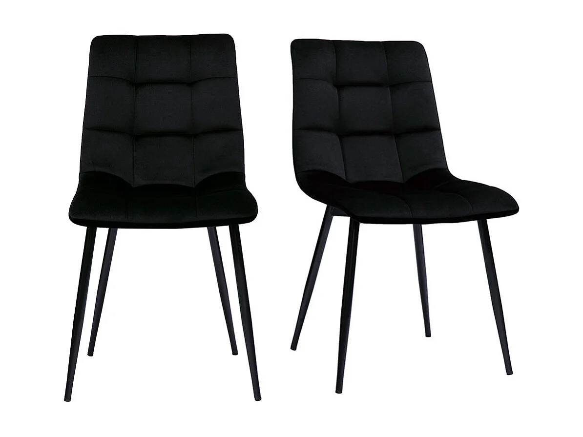 Chaises design noires en tissu velours noir et métal (lot de 2) MAXWELL