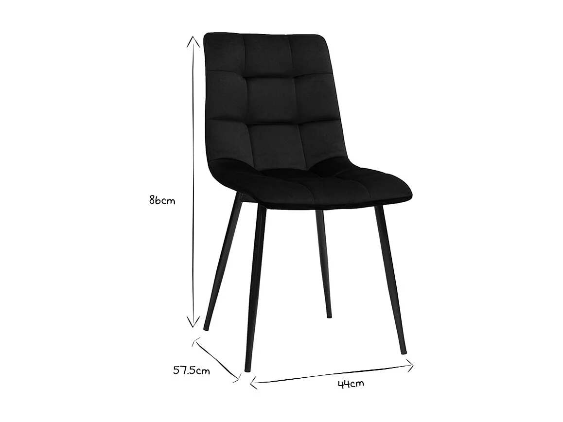 Design-Stühle aus schwarzem Samtstoff und Metall (2er-Set) MAXWELL