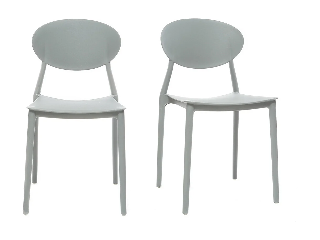 Chaises design empilables gris clair intérieur - extérieur (lot de 2) ANNA