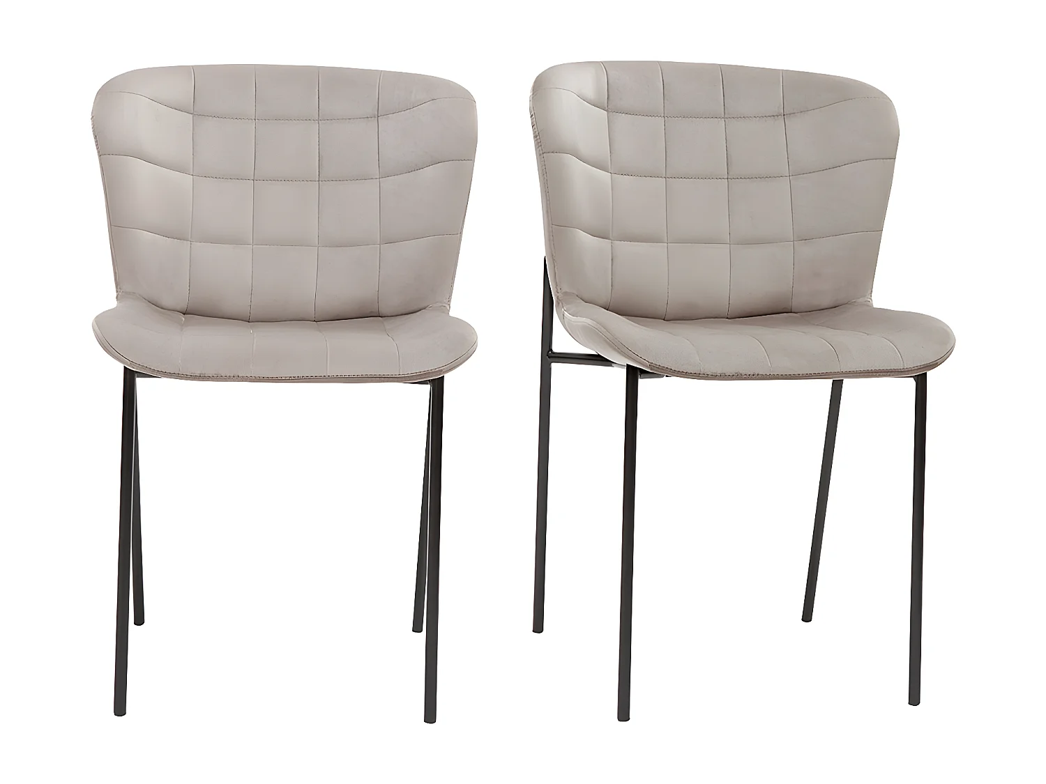 Set de 2 sillas de diseño de terciopelo color topo y metal negro SAIGA
