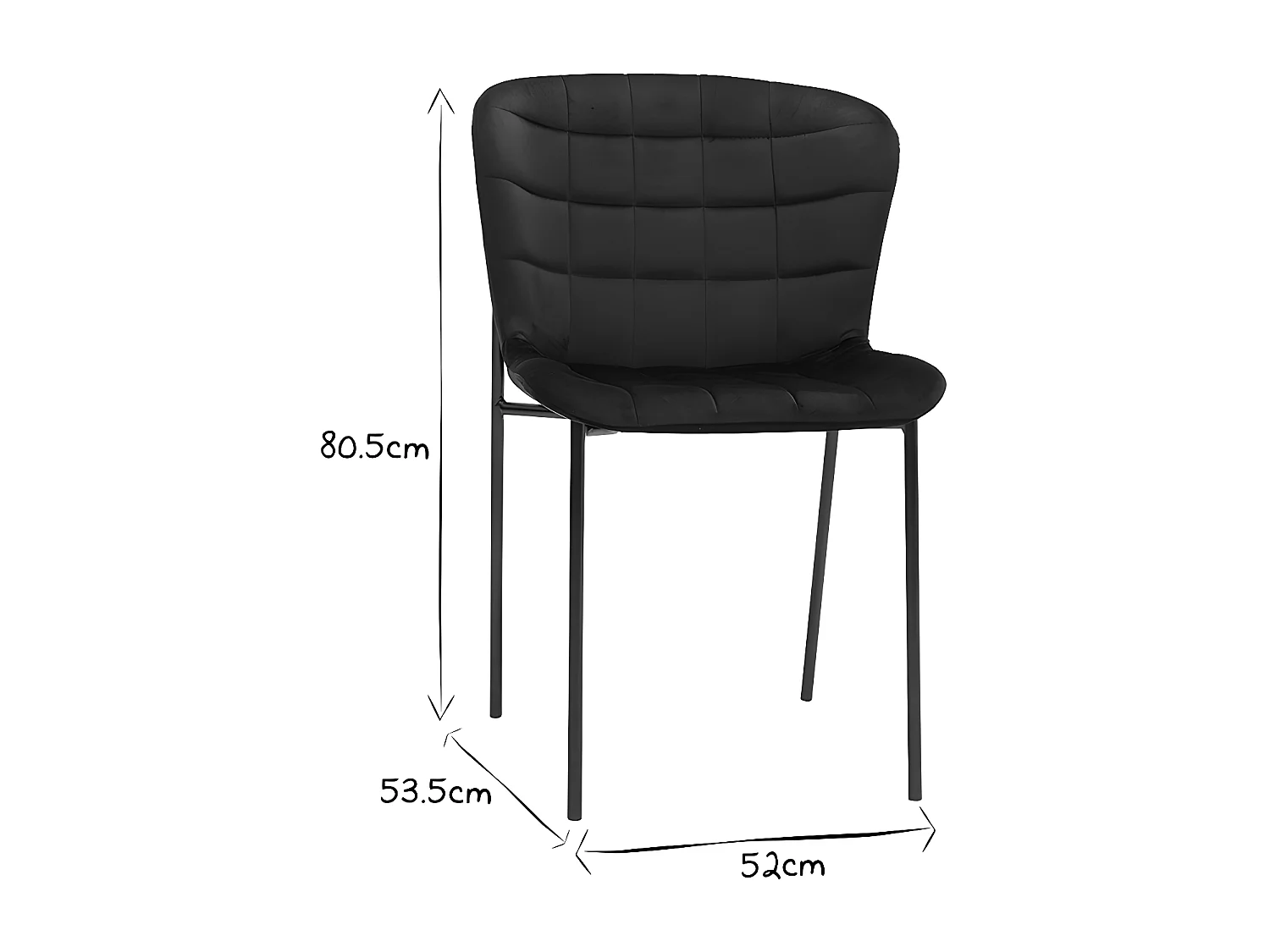 Set de 2 sillas de diseño de terciopelo color topo y metal negro SAIGA