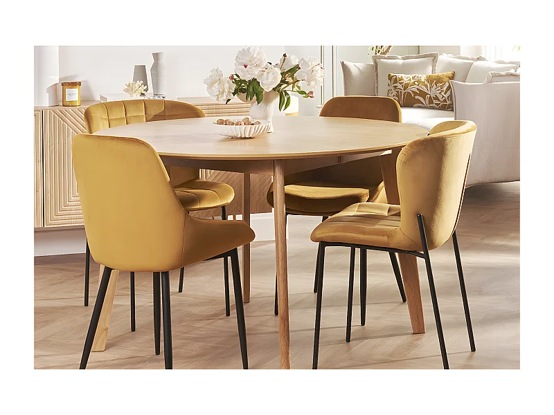 Chaises design en tissu velours taupe et métal noir (lot de 2) SAIGA