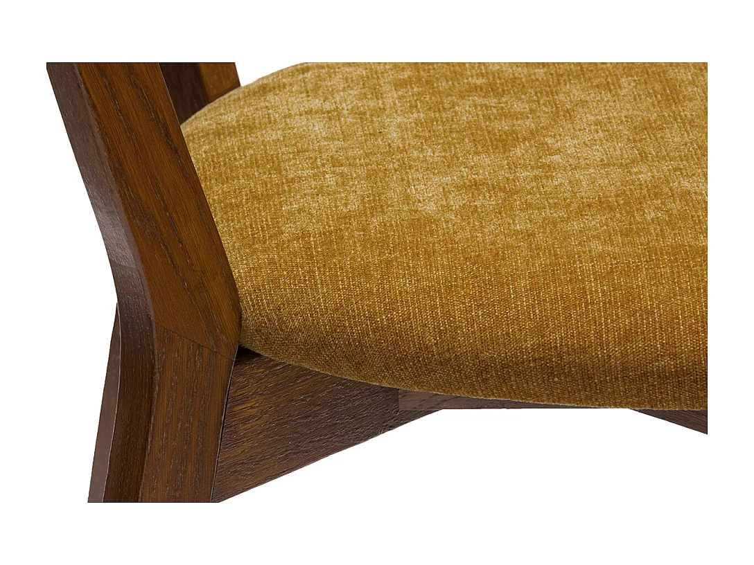 Chaises vintage bois foncé chêne et tissu effet velours jaune moutarde (lot de 2) DOVE