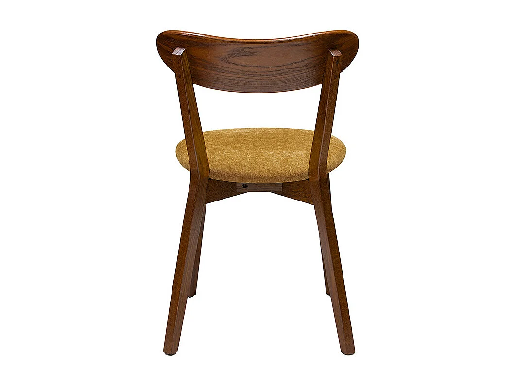 Chaises vintage bois foncé chêne et tissu effet velours jaune moutarde (lot de 2) DOVE