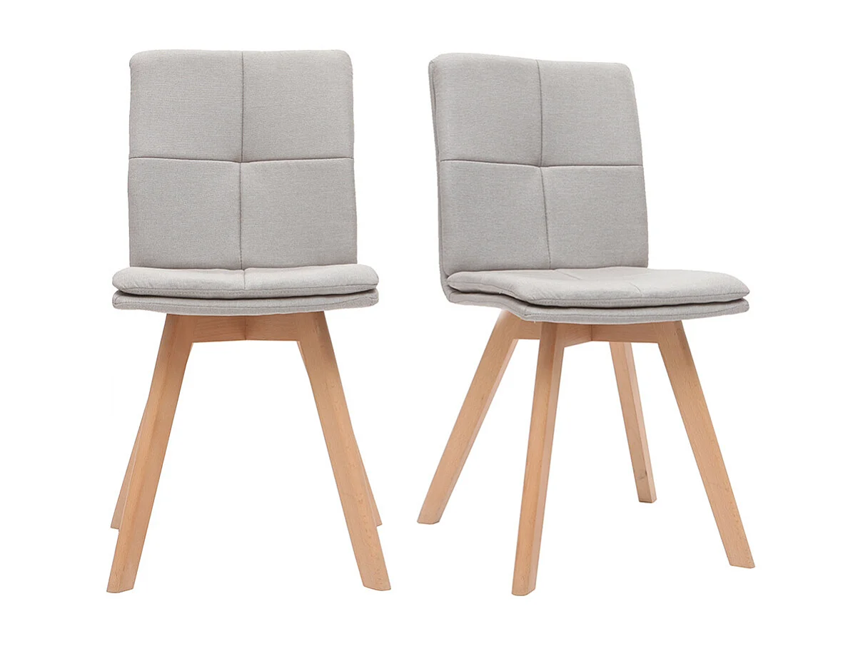 Chaises scandinaves en tissu beige et bois clair (lot de 2) THEA