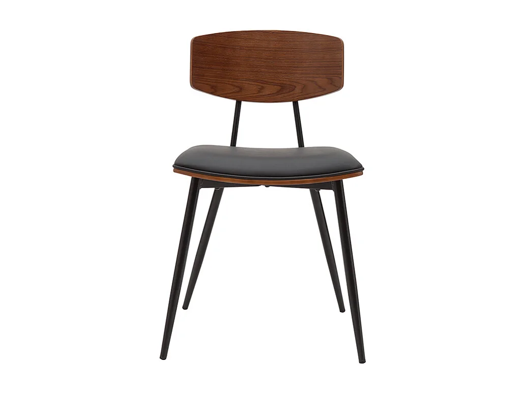 Sedie vintage in legno scuro noce sedute nero e metallo nero (set di 2) JOLINE