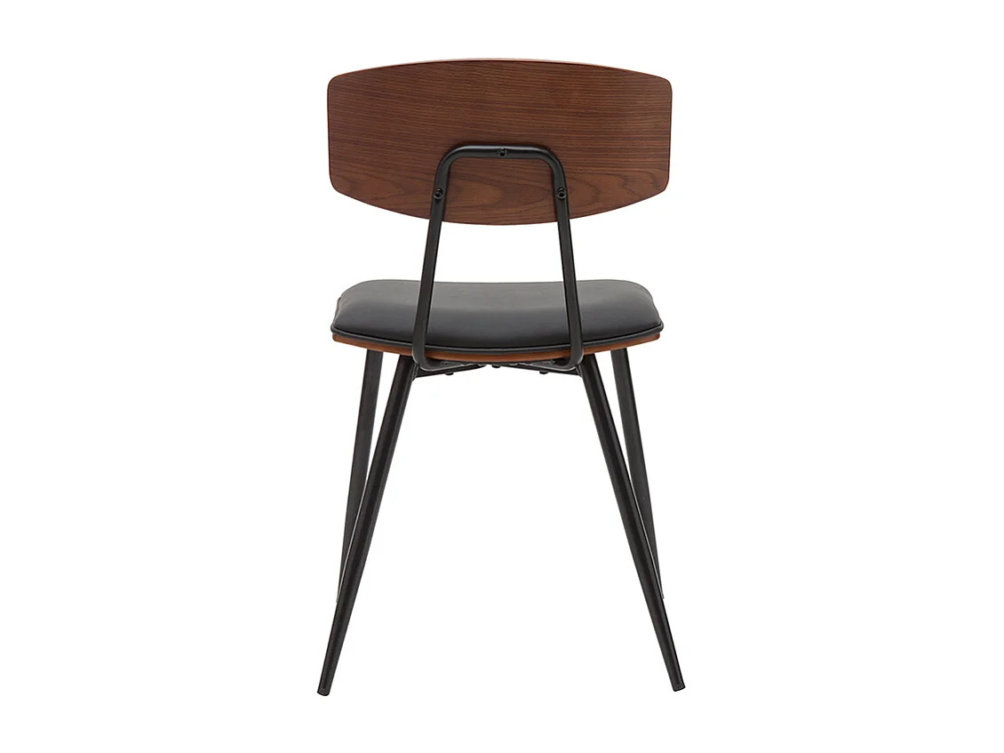 Sedie vintage in legno scuro noce sedute nero e metallo nero (set di 2) JOLINE