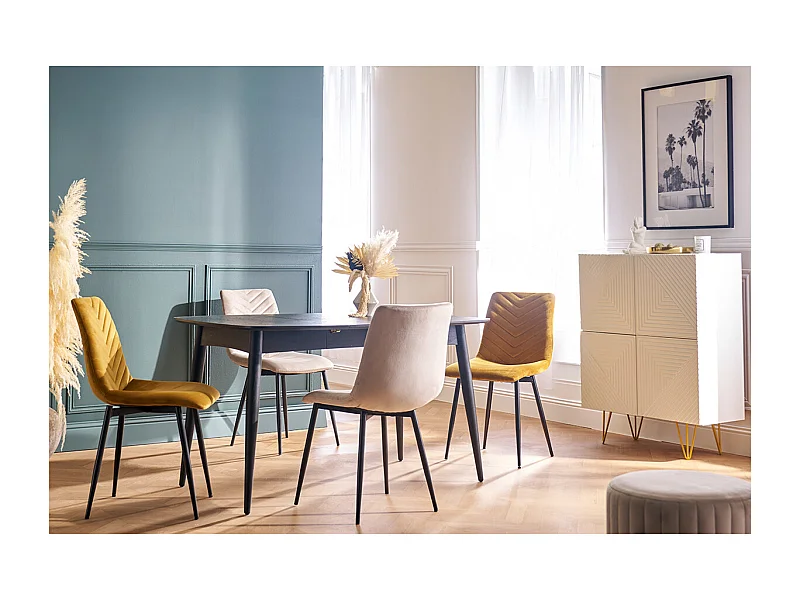 Set de 2 sillas de diseño de terciopelo bronce y metal negro PUMPKIN