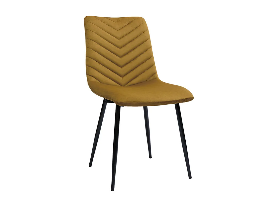 Chaises design en tissu velours bronze et métal noir (lot de 2) PUMPKIN