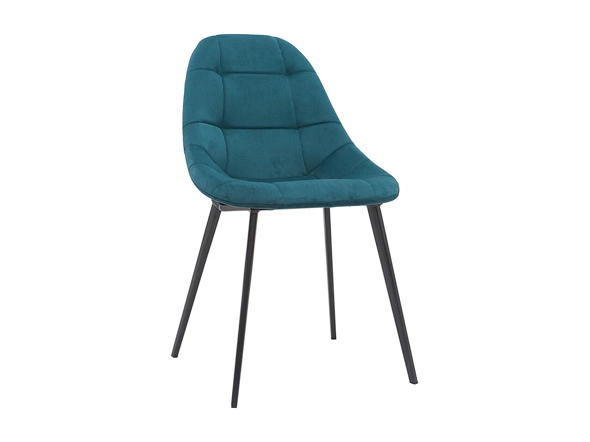 Sillas modernas en terciopelo azul petróleo y metal (lote de 2) COX