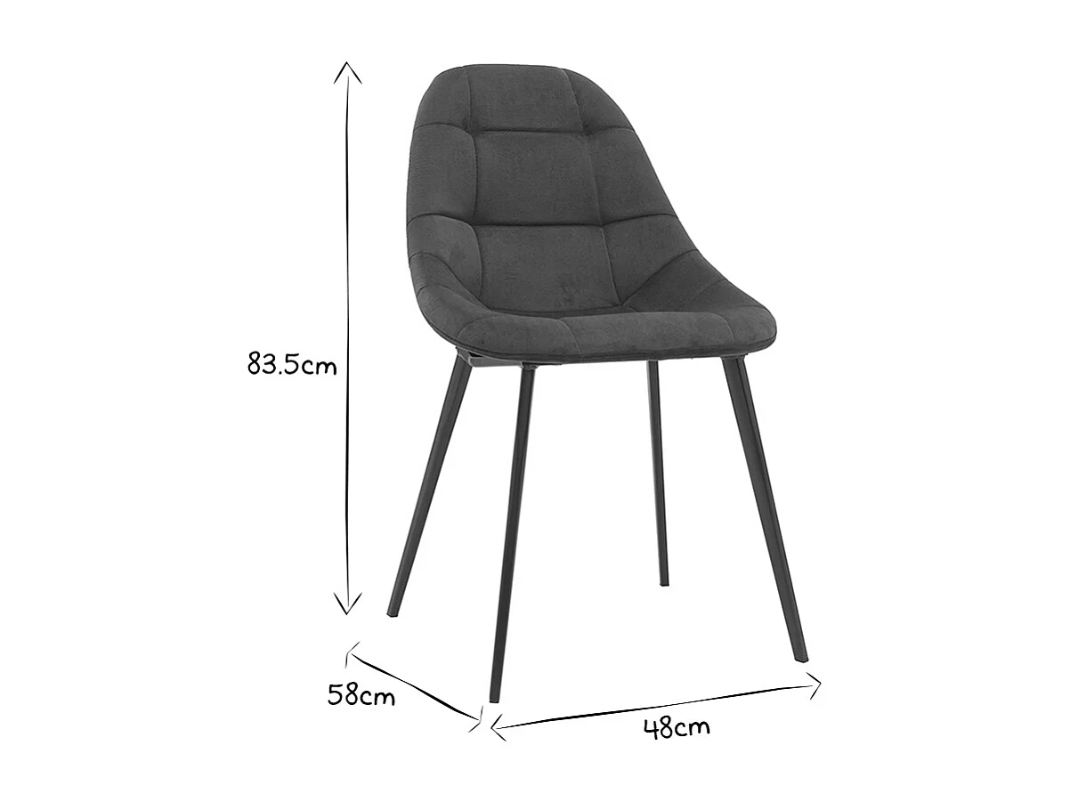 Chaises design en tissu velours bleu pétrole et métal noir (lot de 2) COX