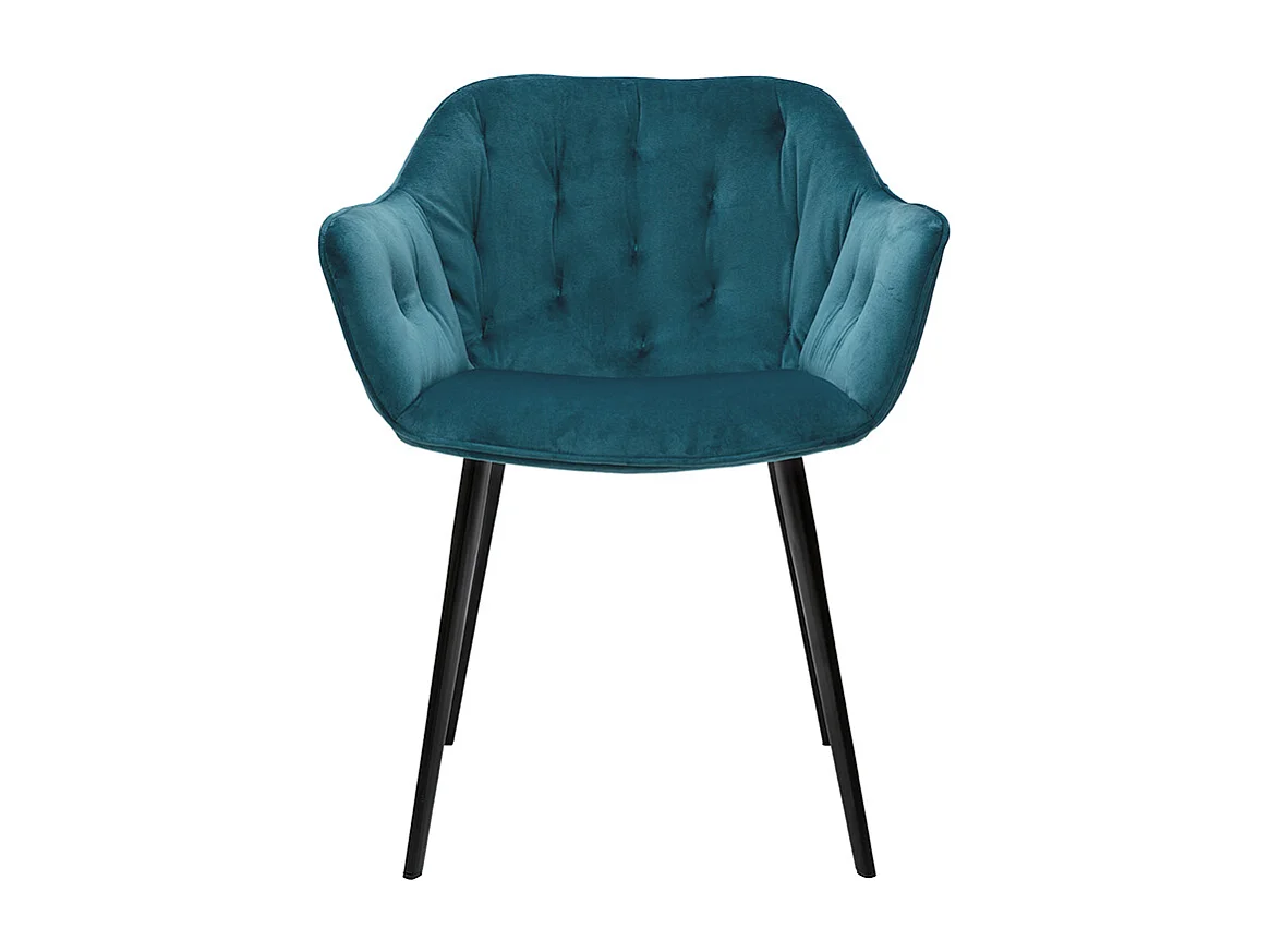 Sillas modernas en terciopelo azul petróleo y patas metal negro (lote de 2) BURTON