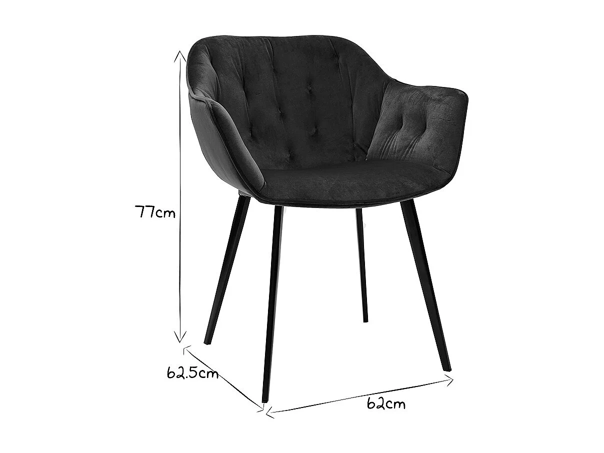 Sillas modernas en terciopelo azul petróleo y patas metal negro (lote de 2) BURTON