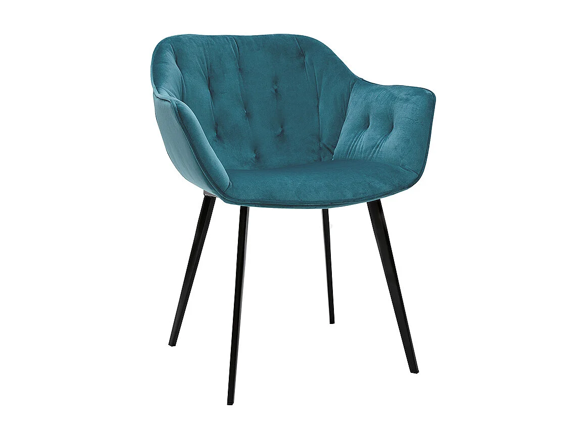 Chaises design en tissu velours bleu pétrole et métal noir (lot de 2) BURTON