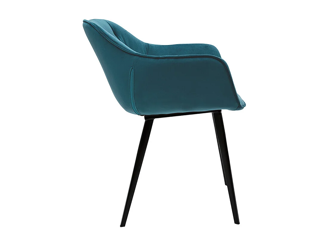 Chaises design en tissu velours bleu pétrole et métal noir (lot de 2) BURTON