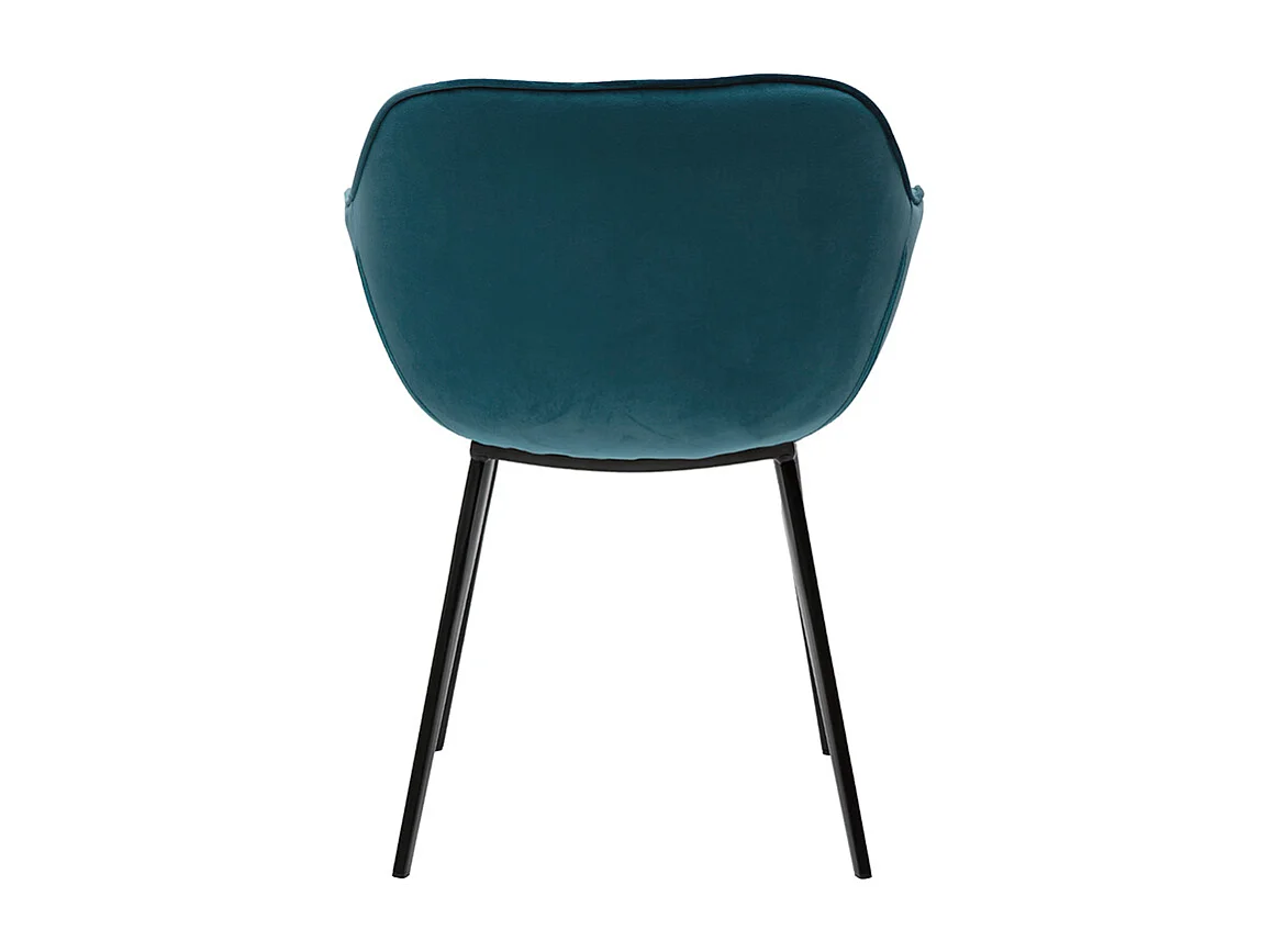 Chaises design en tissu velours bleu pétrole et métal noir (lot de 2) BURTON