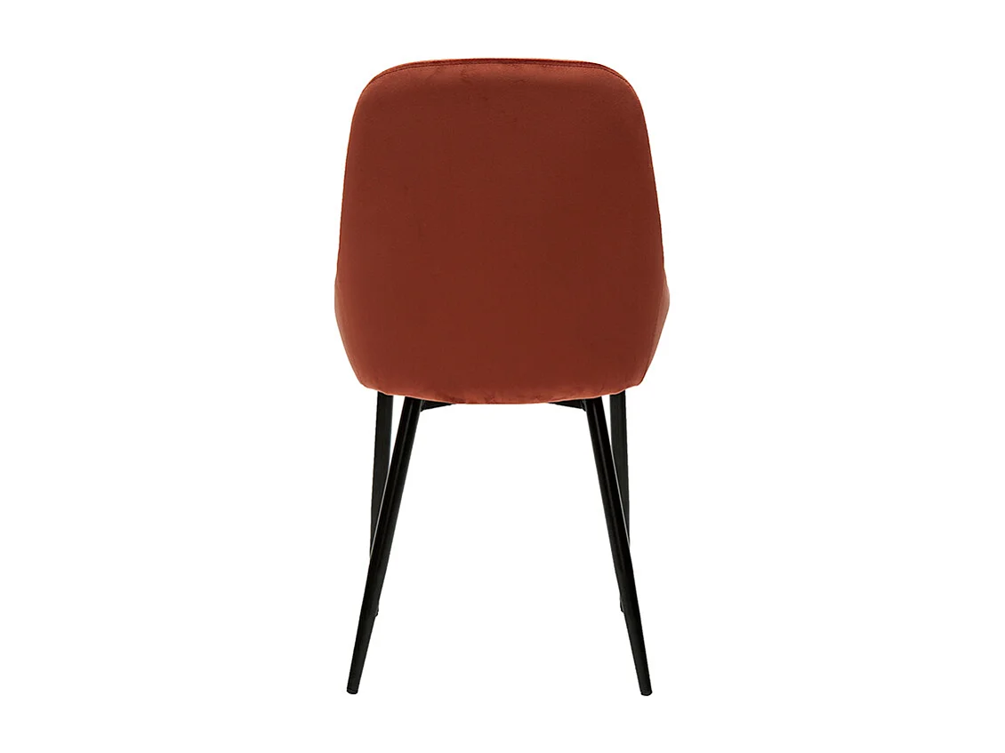 Chaises design en tissu velours rouge tomette et métal noir (lot de 2) HOLO